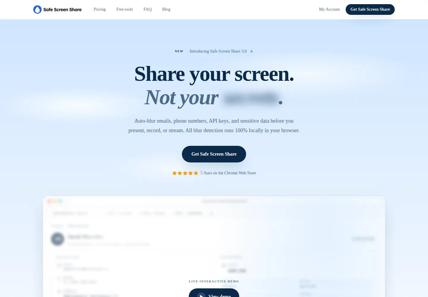 Screenshot of safescreenshare.com