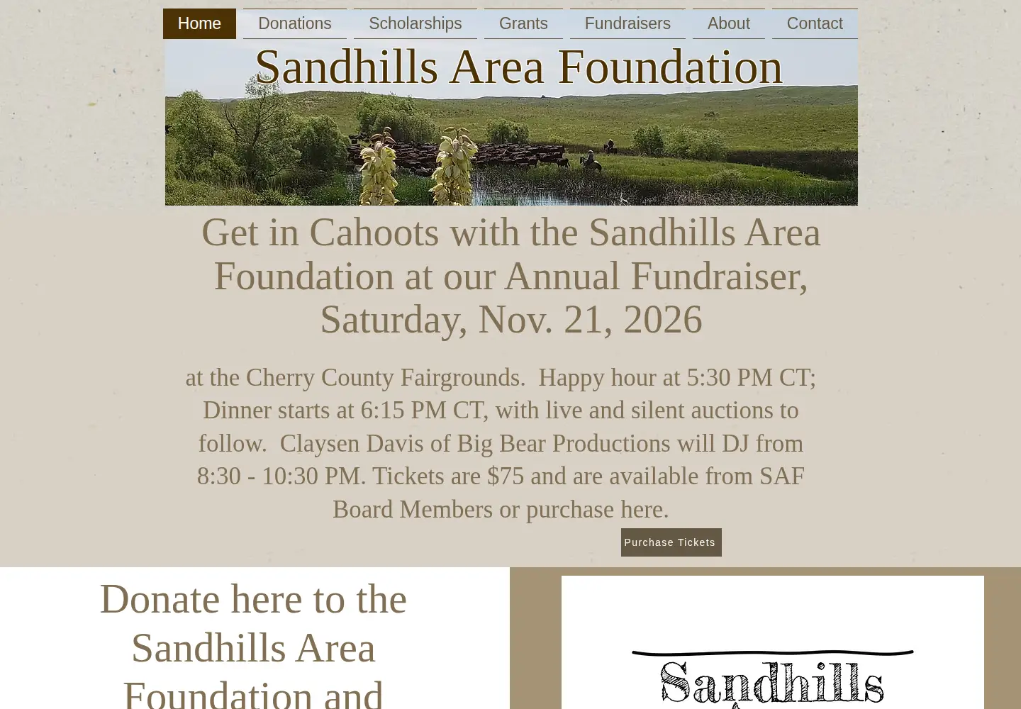 Captured homepage of sandhillsareafoundation.com in the current scan