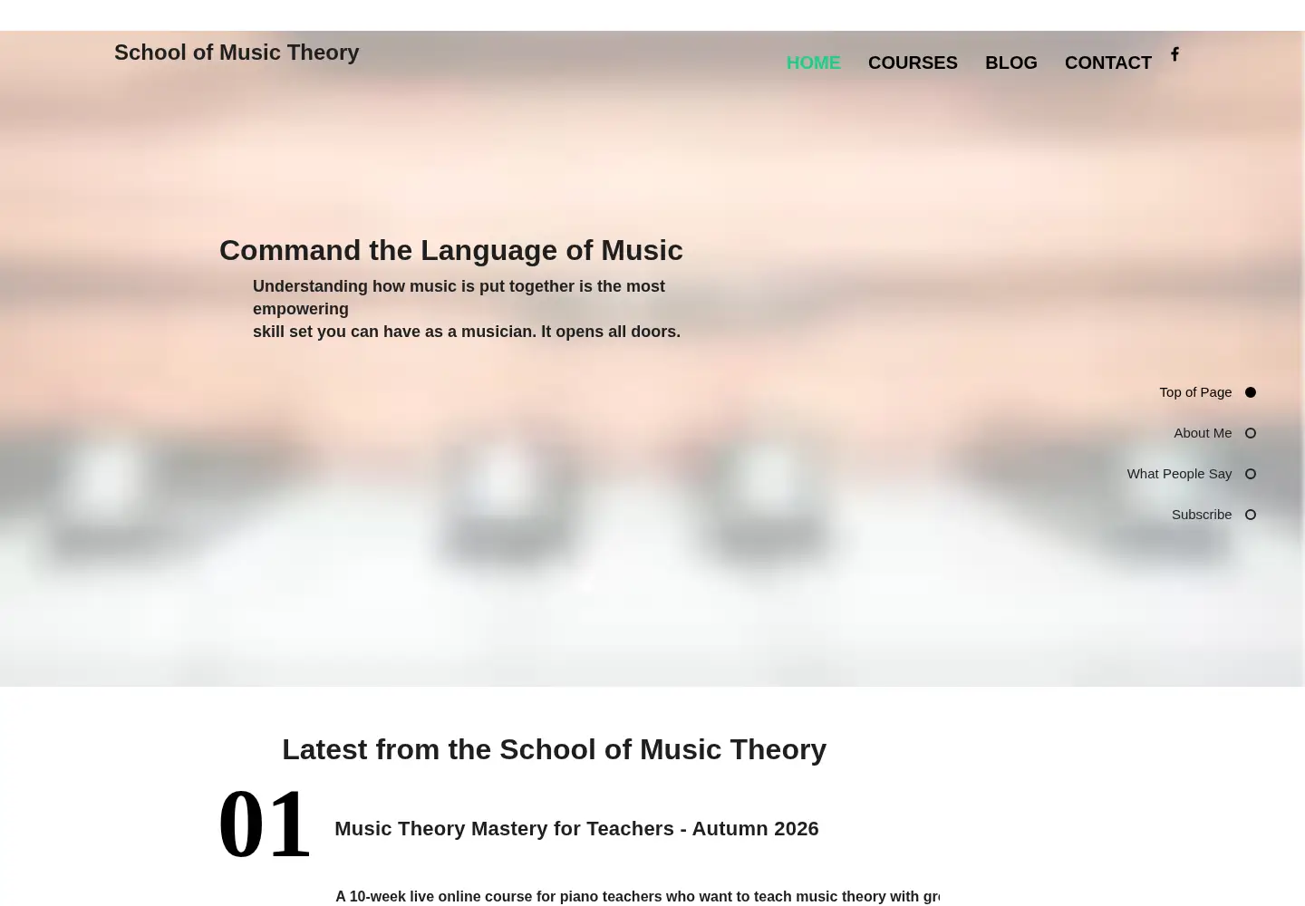 Captured homepage of schoolofmusictheory.com in the current scan