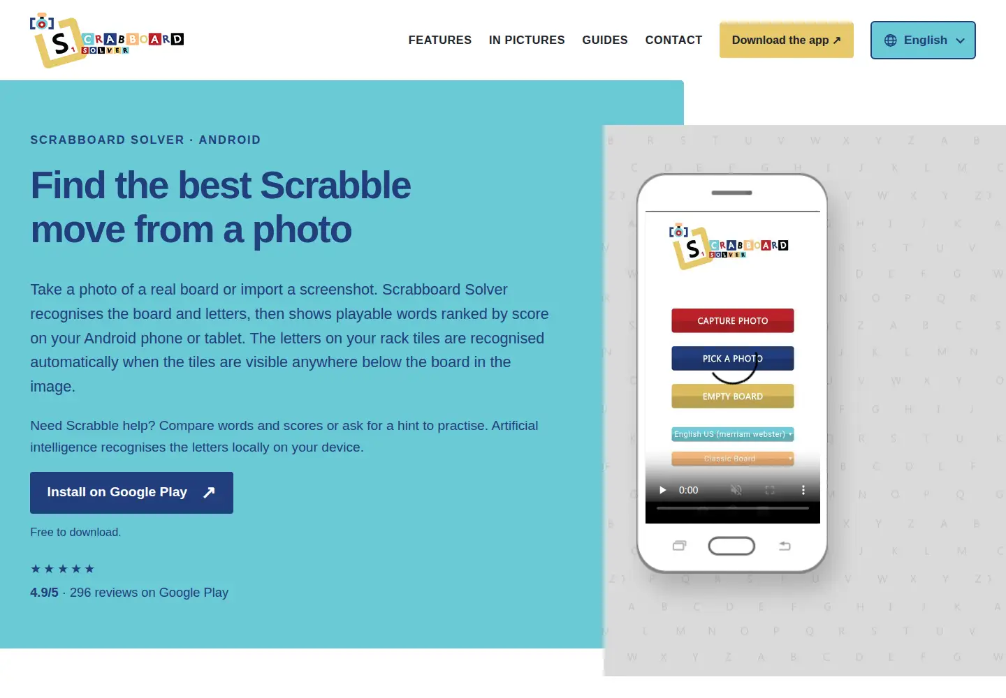 Screenshot of scrabboard-solver.com