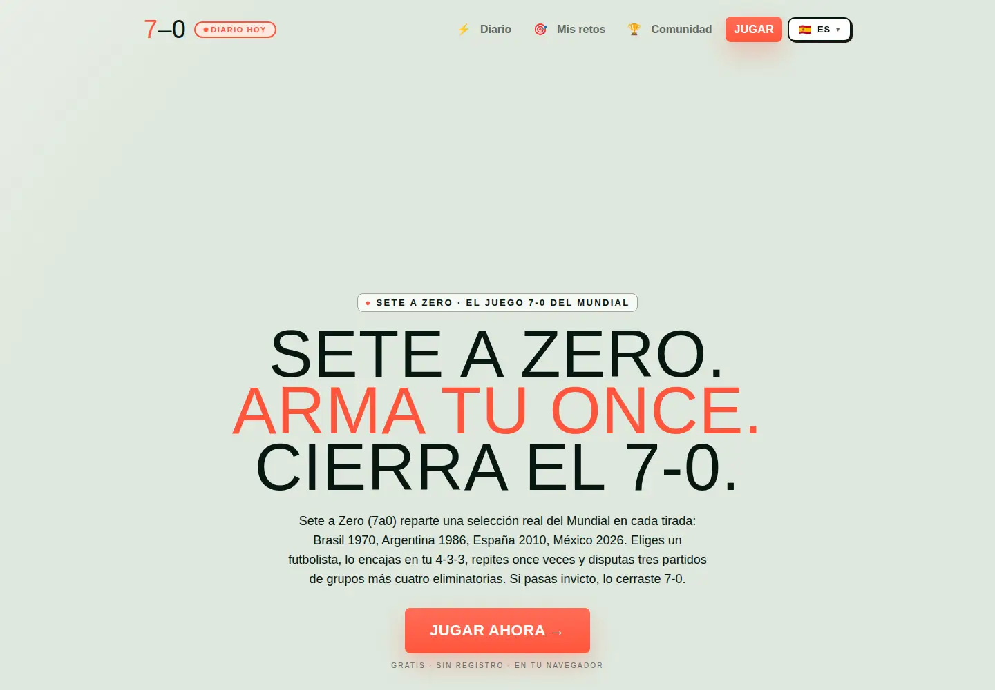 Captured homepage of seteazero.com in the current scan