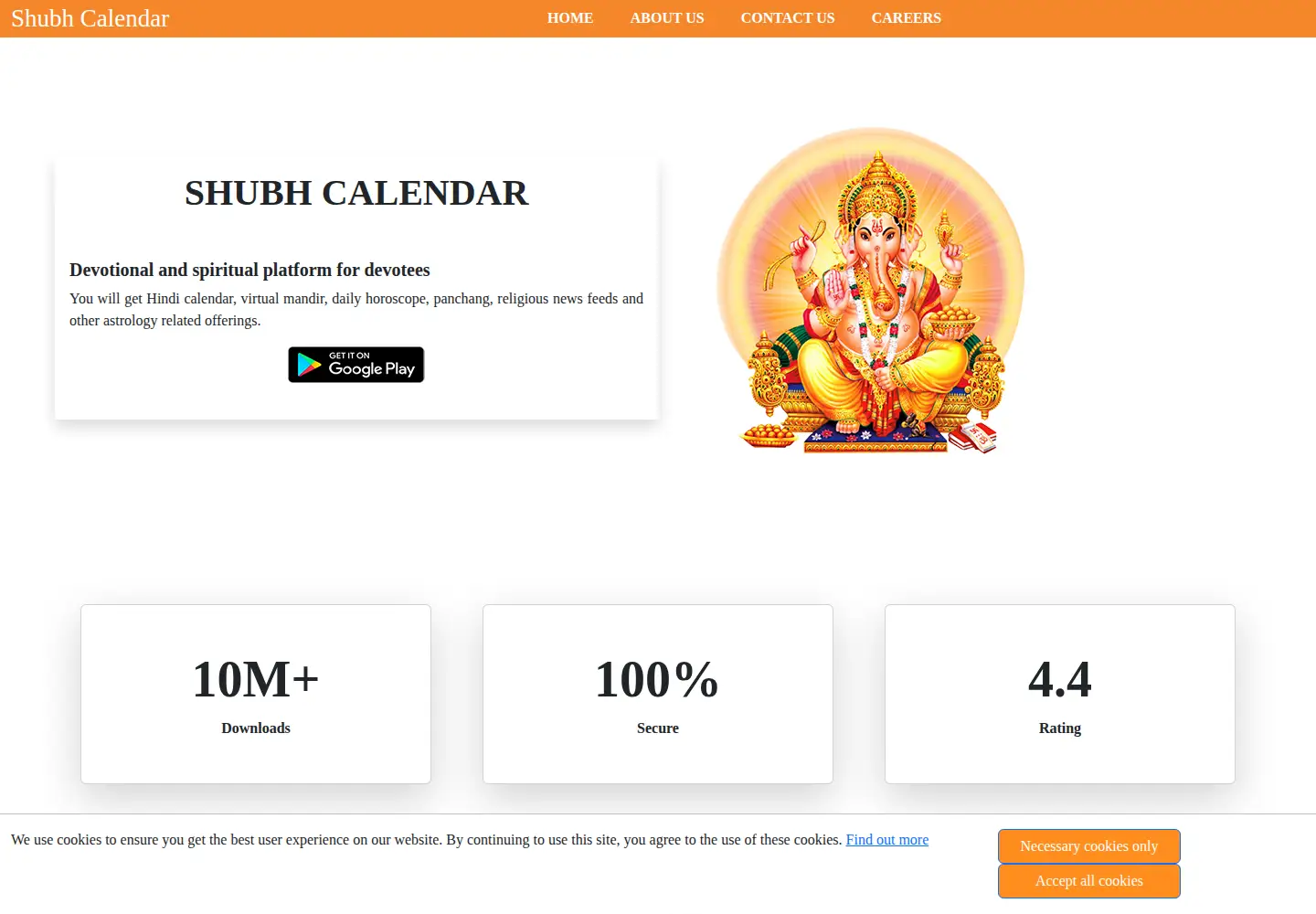 Captured homepage of shubhcalendar.com in the current scan