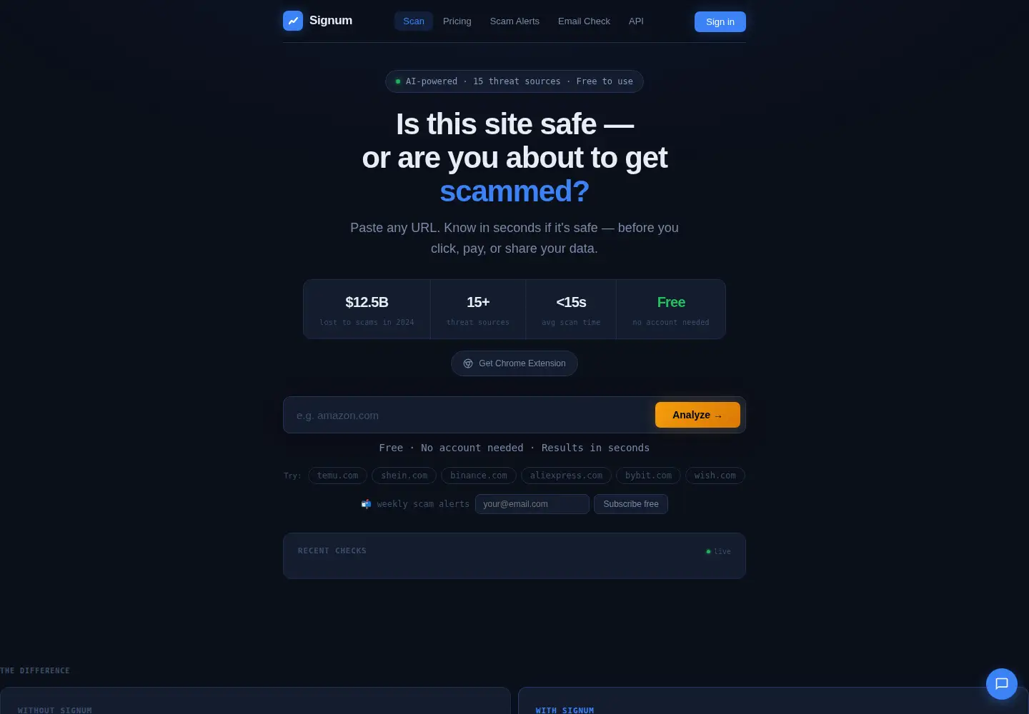 Screenshot of signumaiapp.com