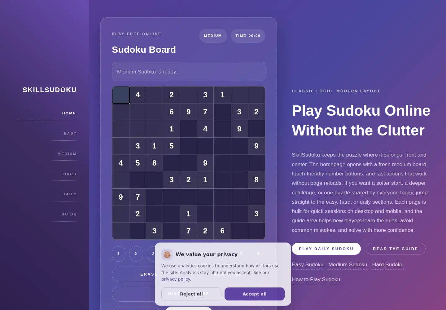 Screenshot of skillsudoku.com