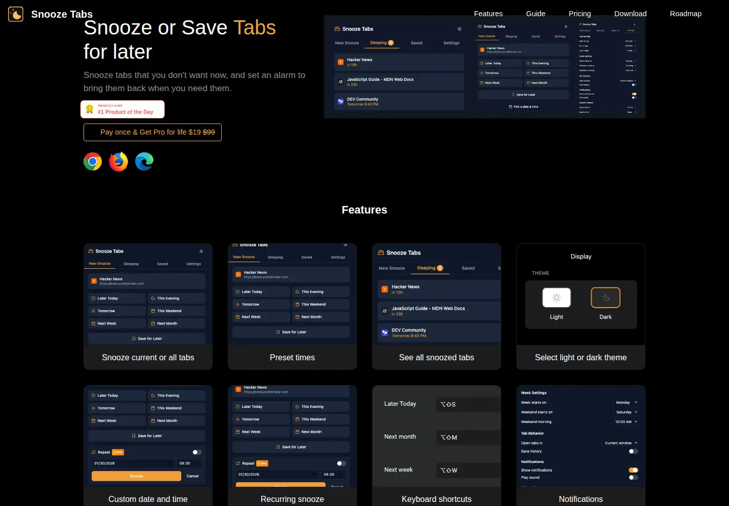 Screenshot of snoozetabs.com