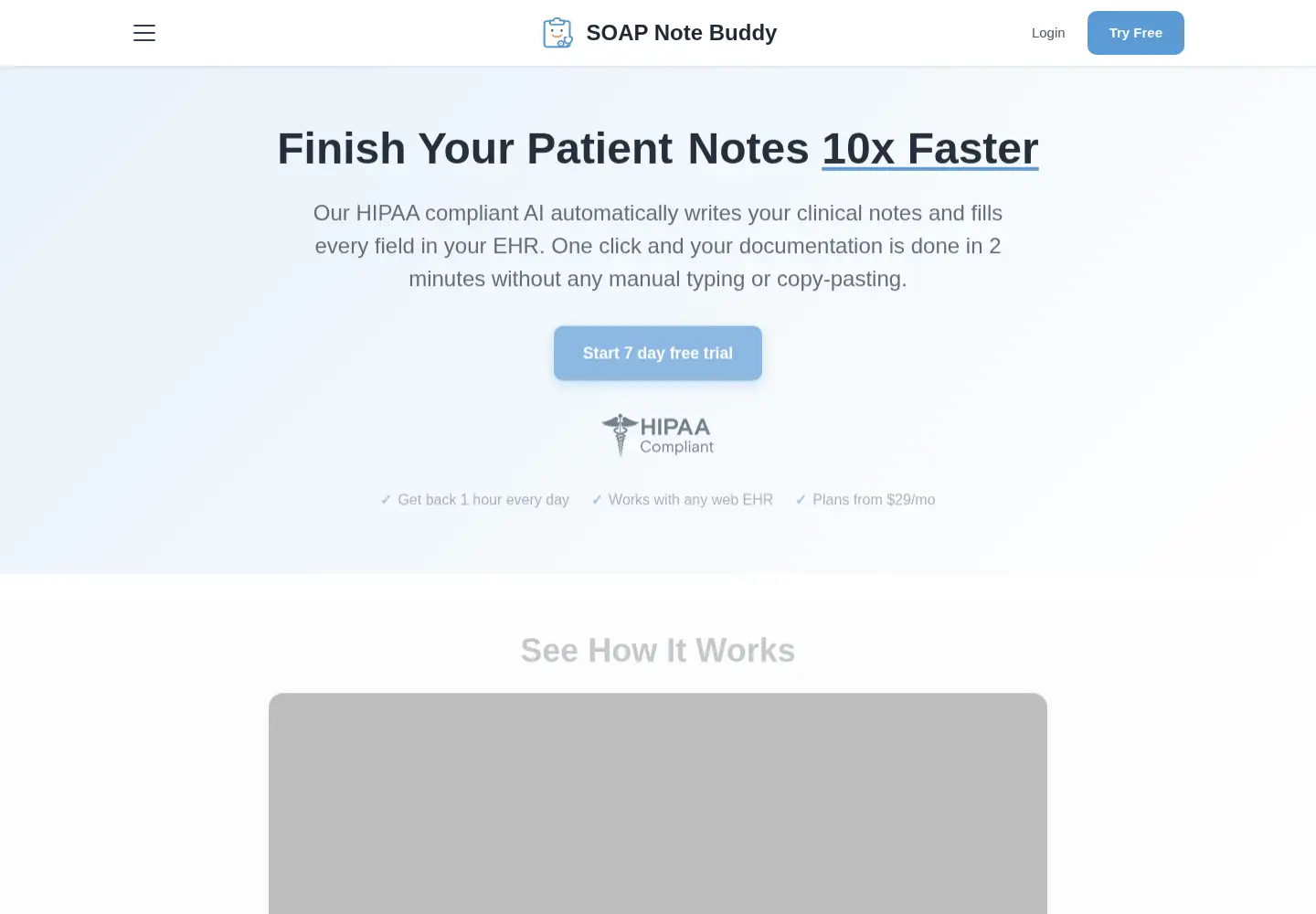 Screenshot of soapnotebuddy.com