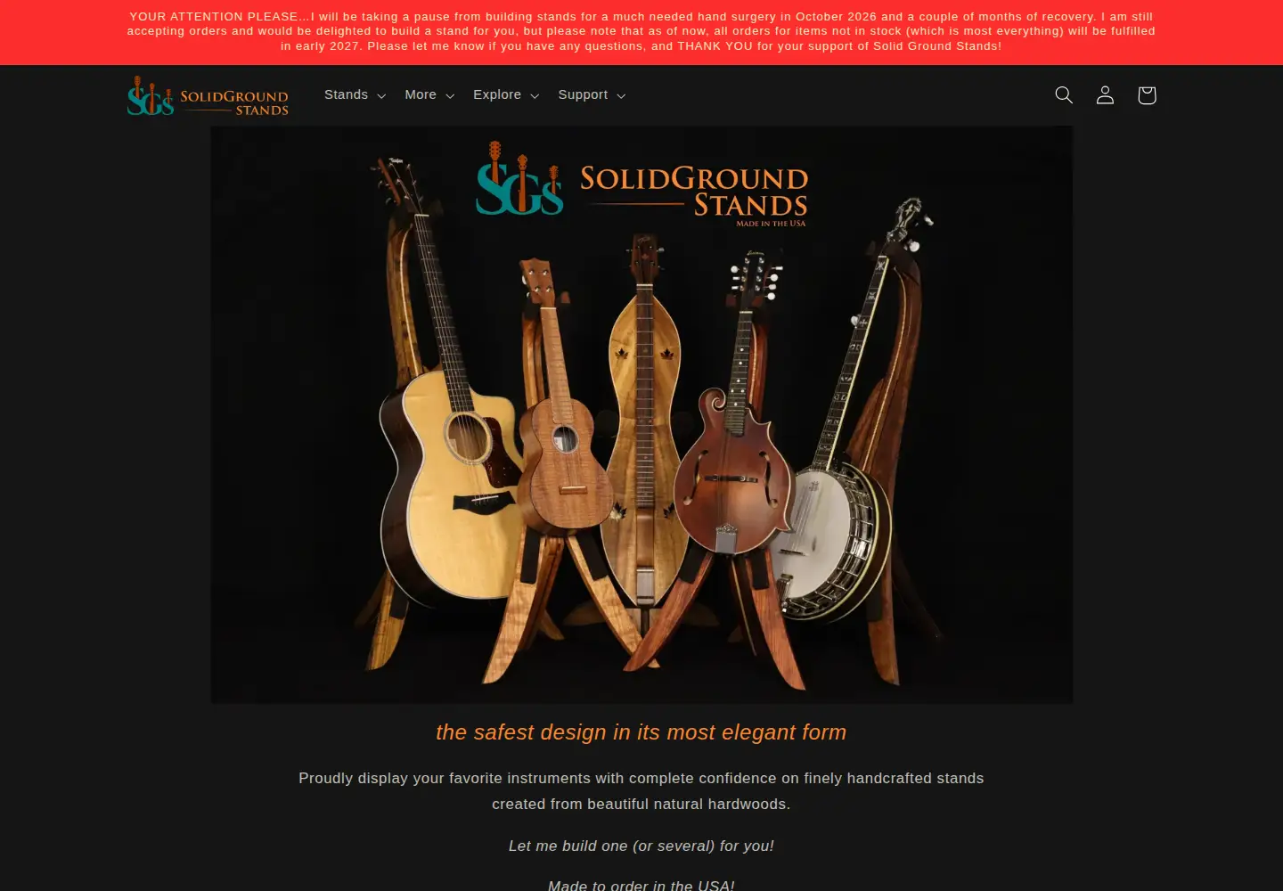 Captured homepage of solidgroundstands.com in the current scan