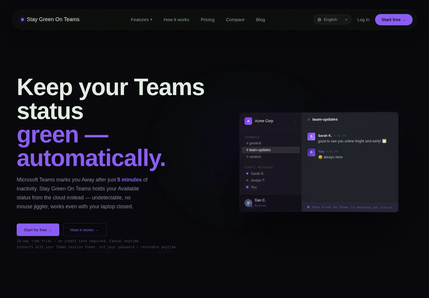 Captured homepage of staygreenonteams.com in the current scan