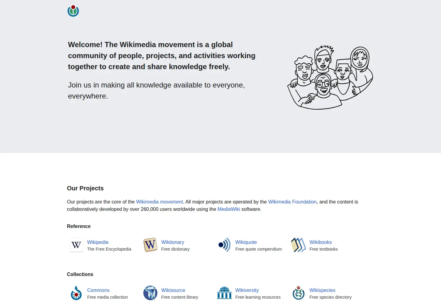 Captured homepage of wikimedia.org in the current scan