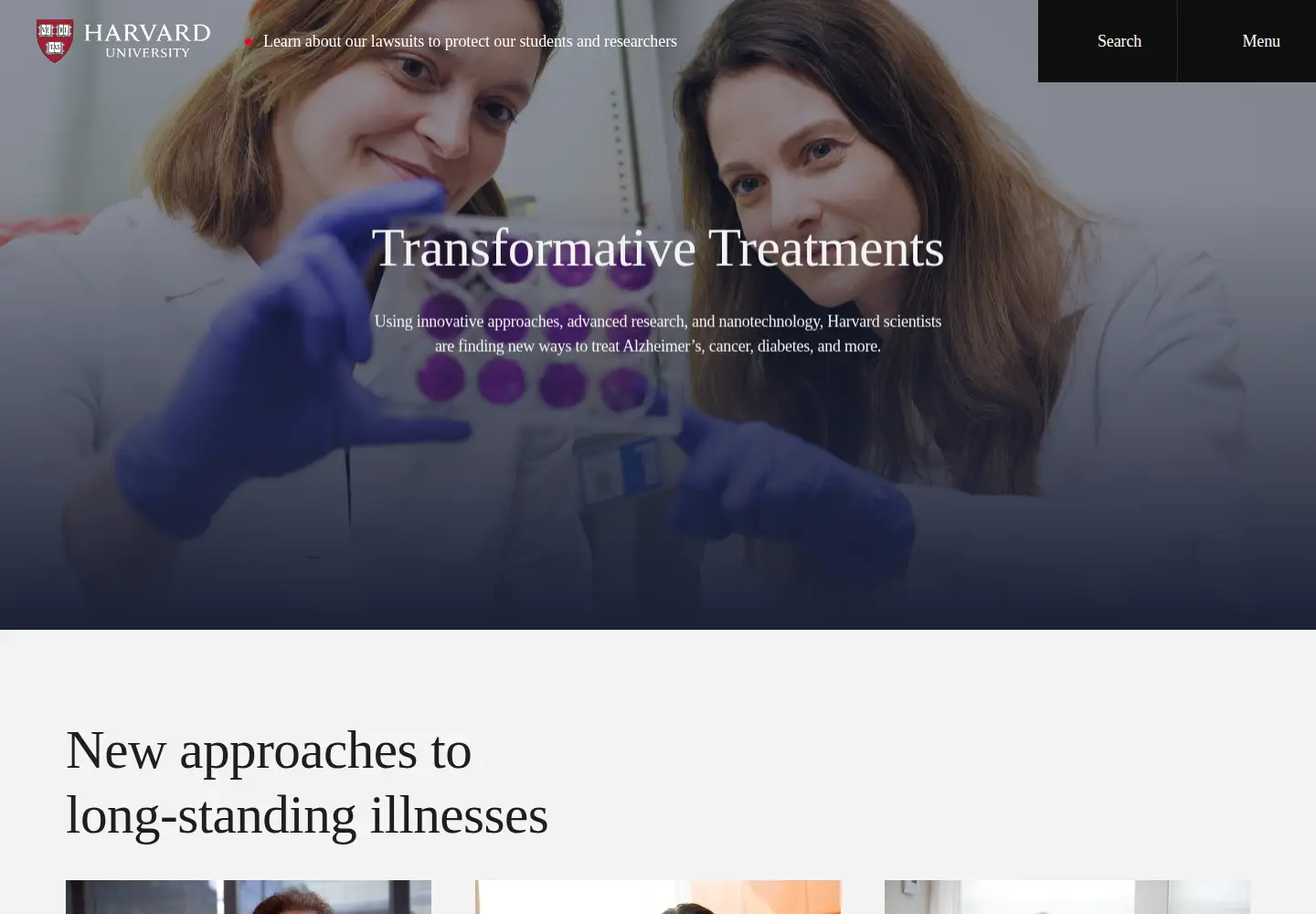 Screenshot of harvard.edu