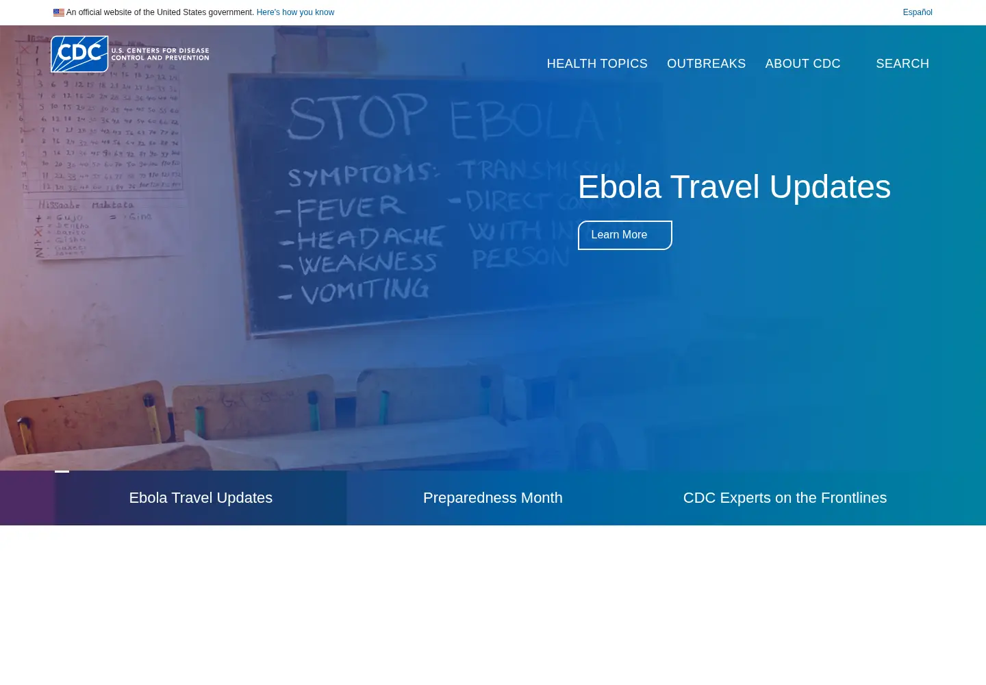 Screenshot of cdc.gov