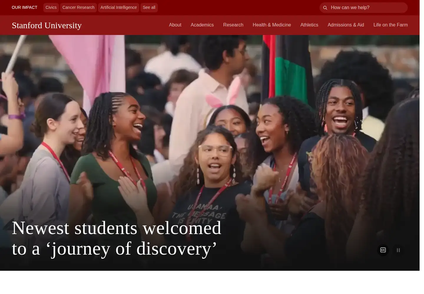 Screenshot of stanford.edu