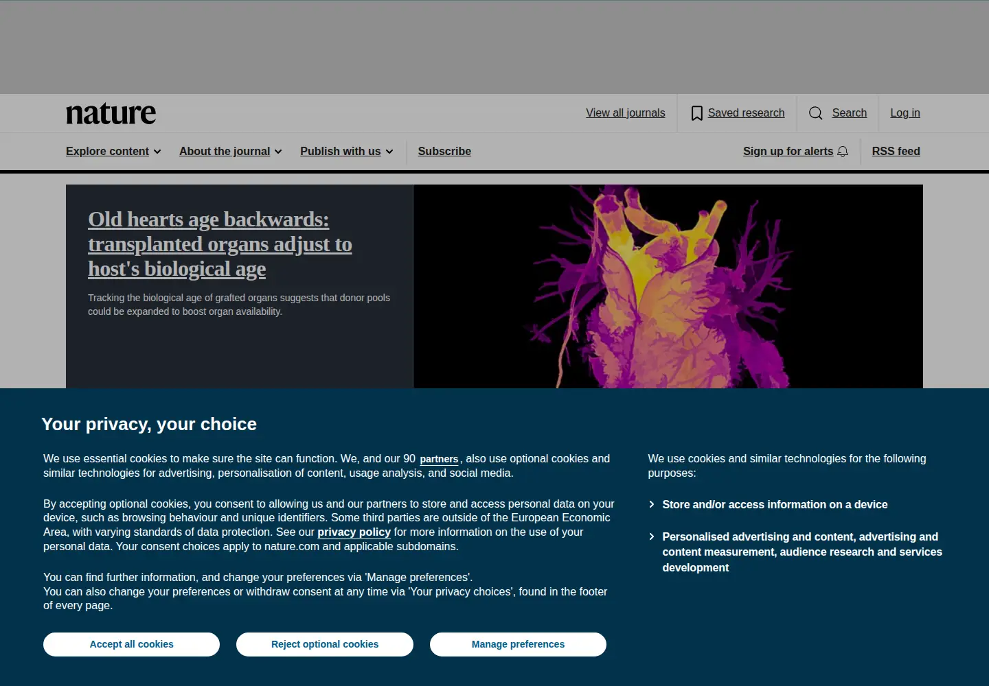 Screenshot of nature.com