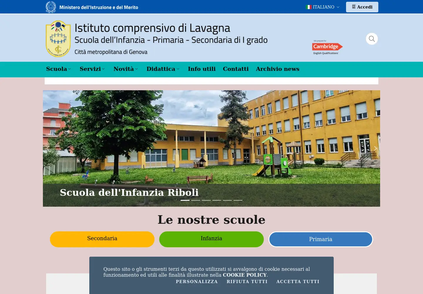 Captured homepage of iclavagna.edu.it in the current scan