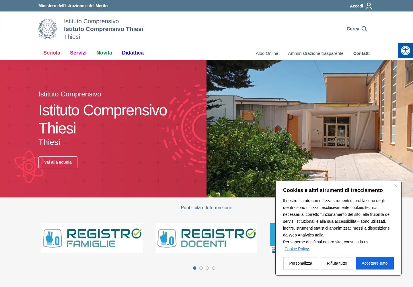 Captured homepage of icthiesi.edu.it in the current scan