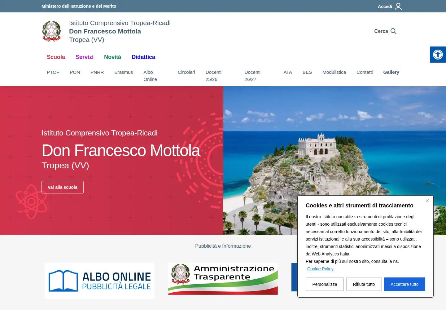 Screenshot of istitutocomprensivotropea.edu.it