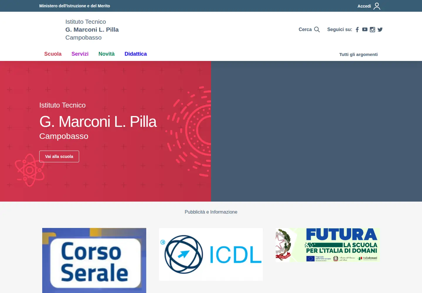 Captured homepage of iti-marconi.edu.it in the current scan