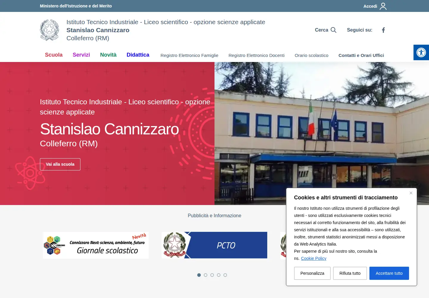Screenshot of itiscannizzarocolleferro.edu.it