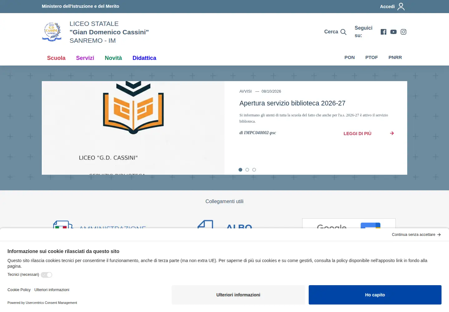 Screenshot of liceogdcassini.edu.it