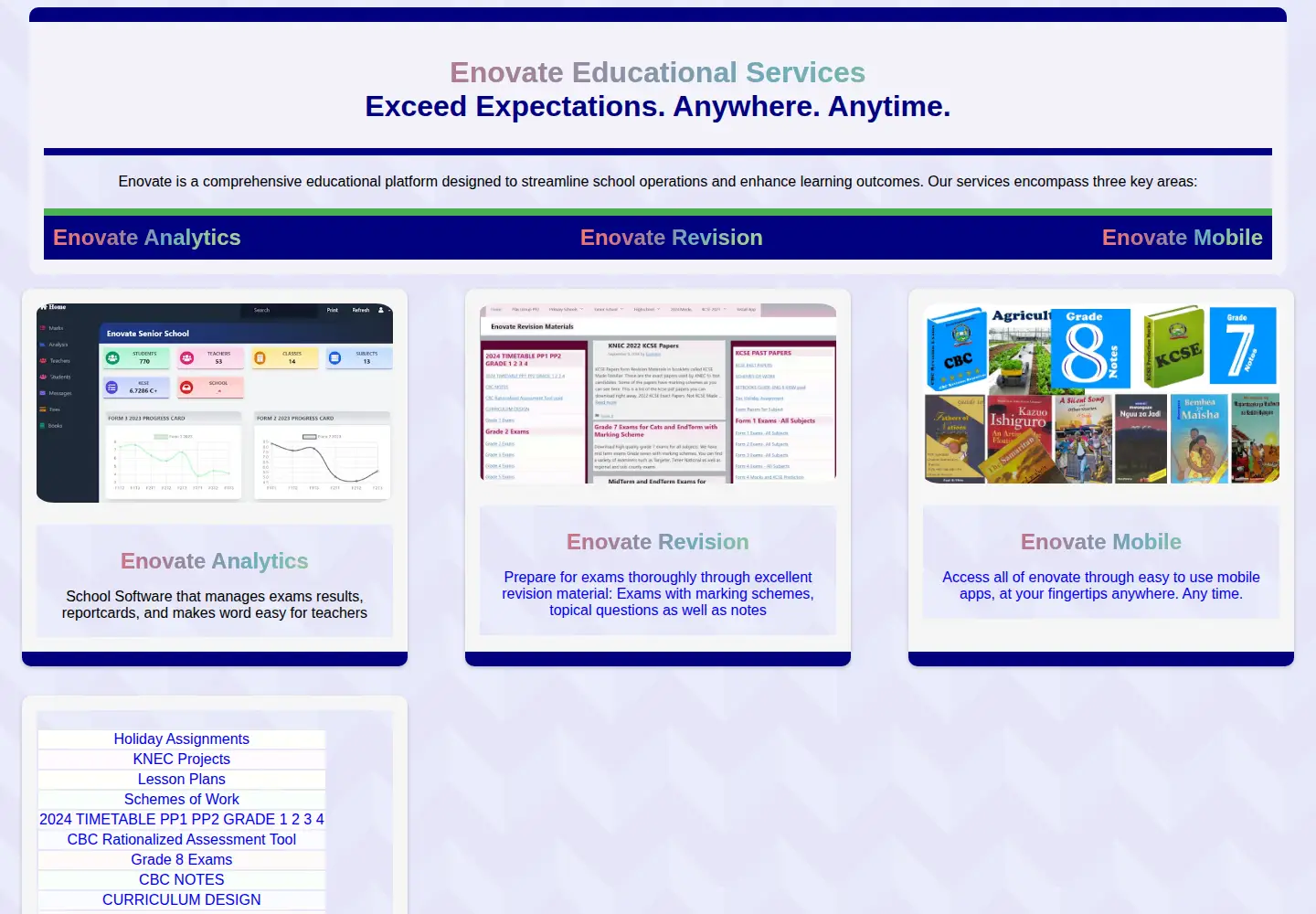 Captured homepage of enovate.co.ke in the current scan