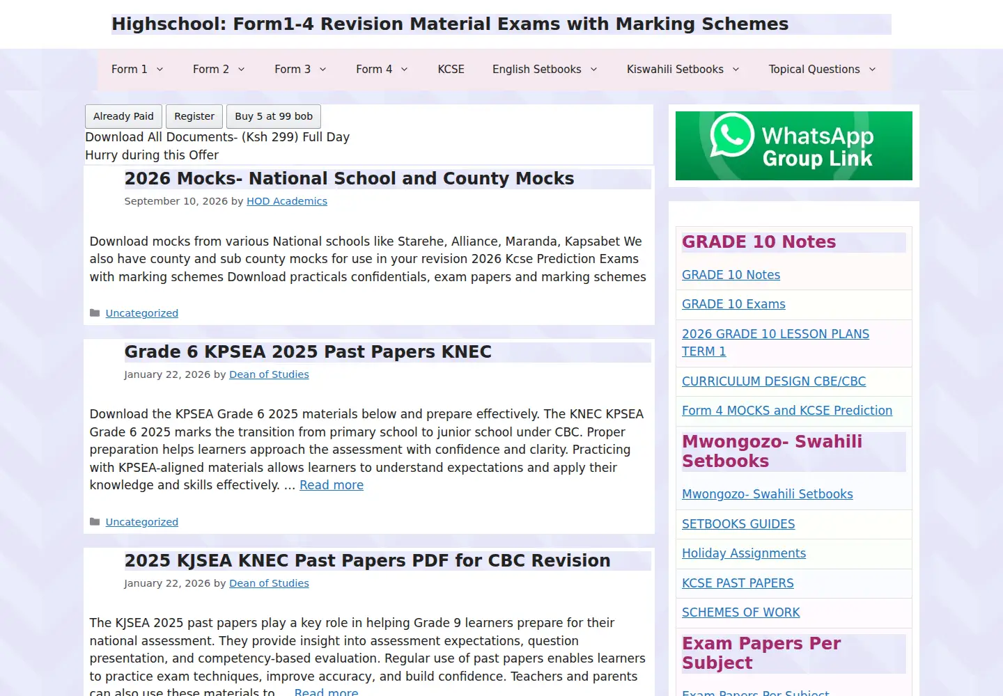Screenshot of highschool.co.ke