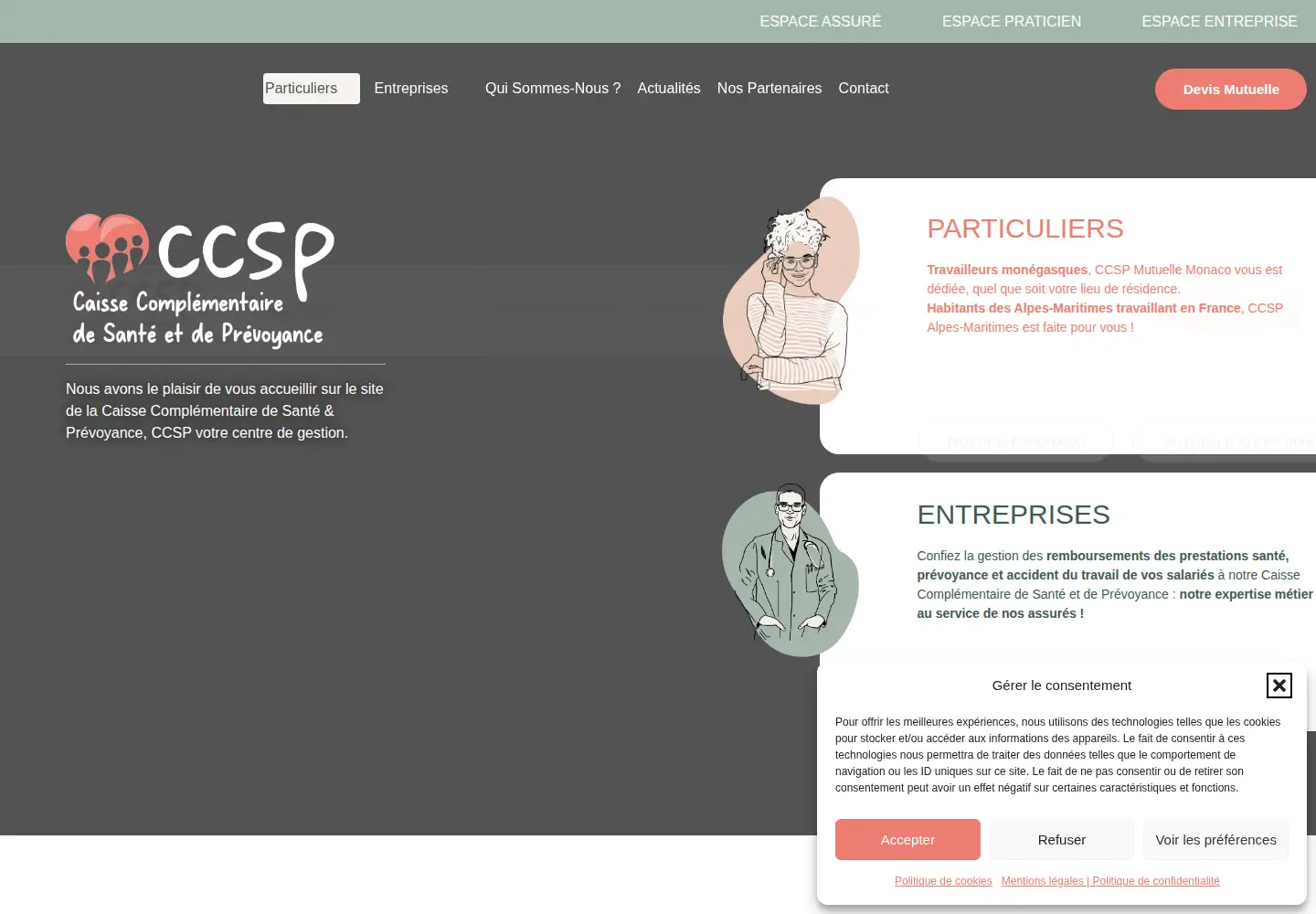Captured homepage of ccsp.mc in the current scan