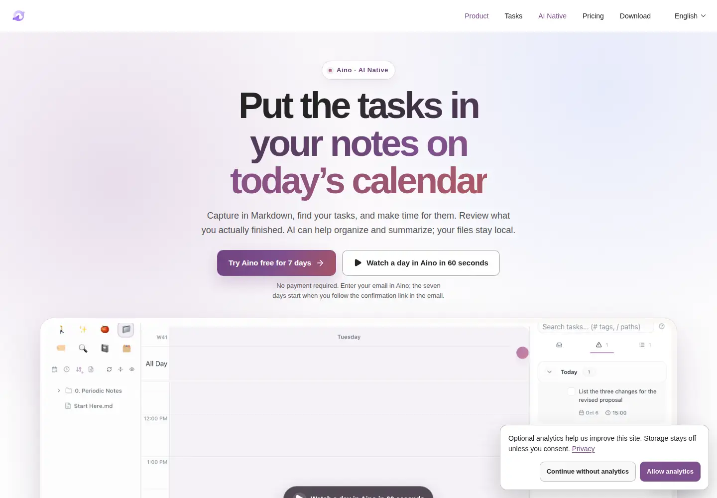 Screenshot of aino.md