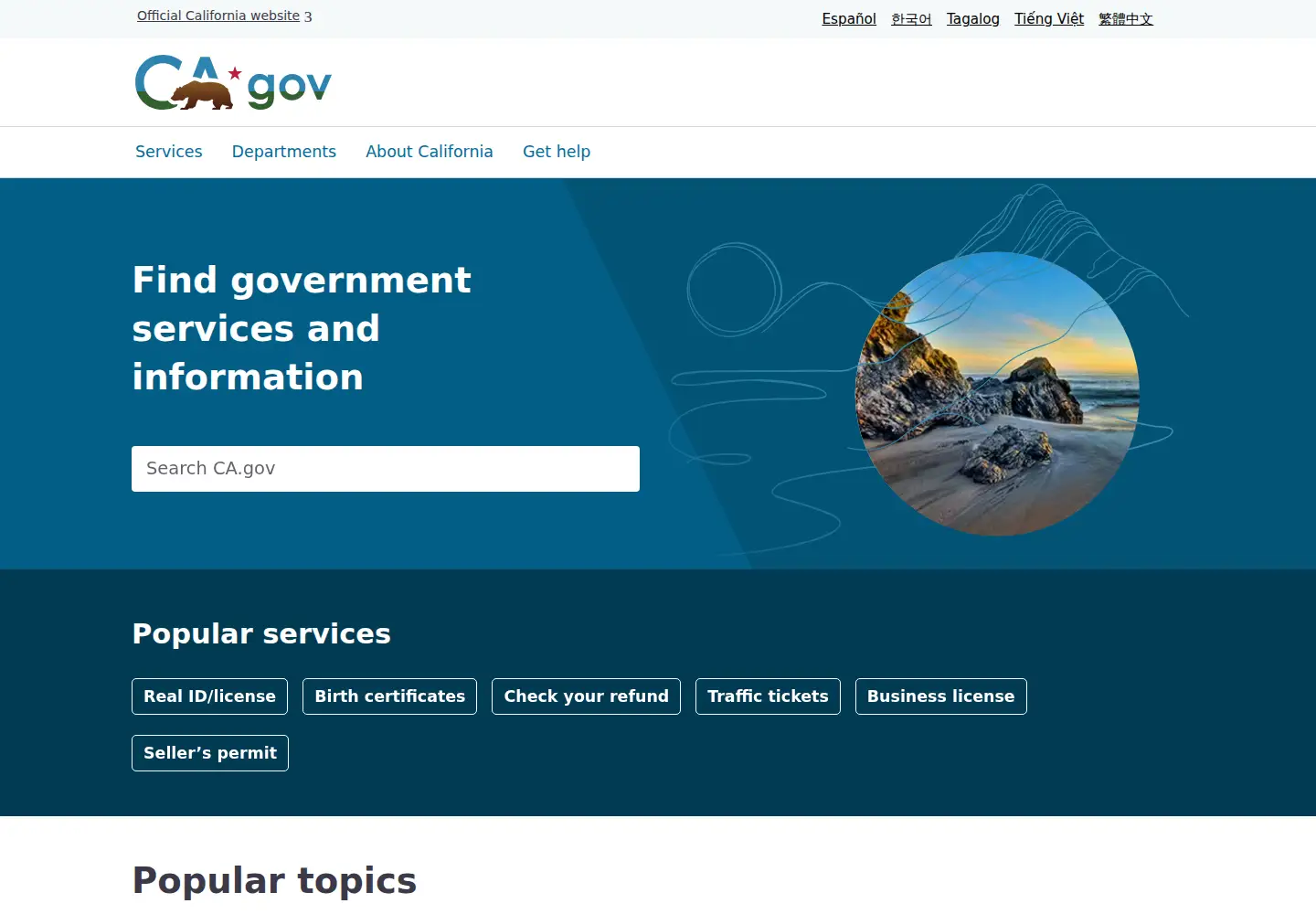 Screenshot of ca.gov