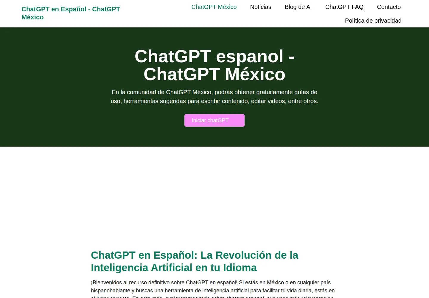 Captured homepage of chat-gpt-mexico.mx in the current scan