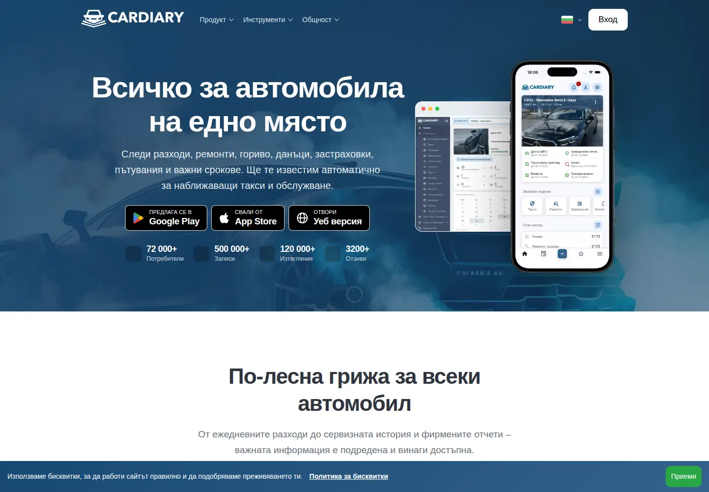 Captured homepage of car-diary.net in the current scan