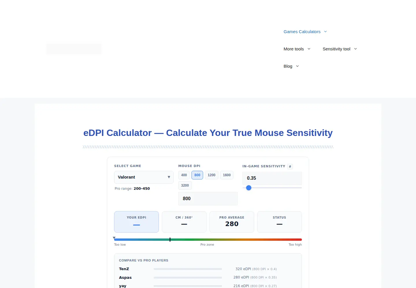 Screenshot of edpicalculator.net
