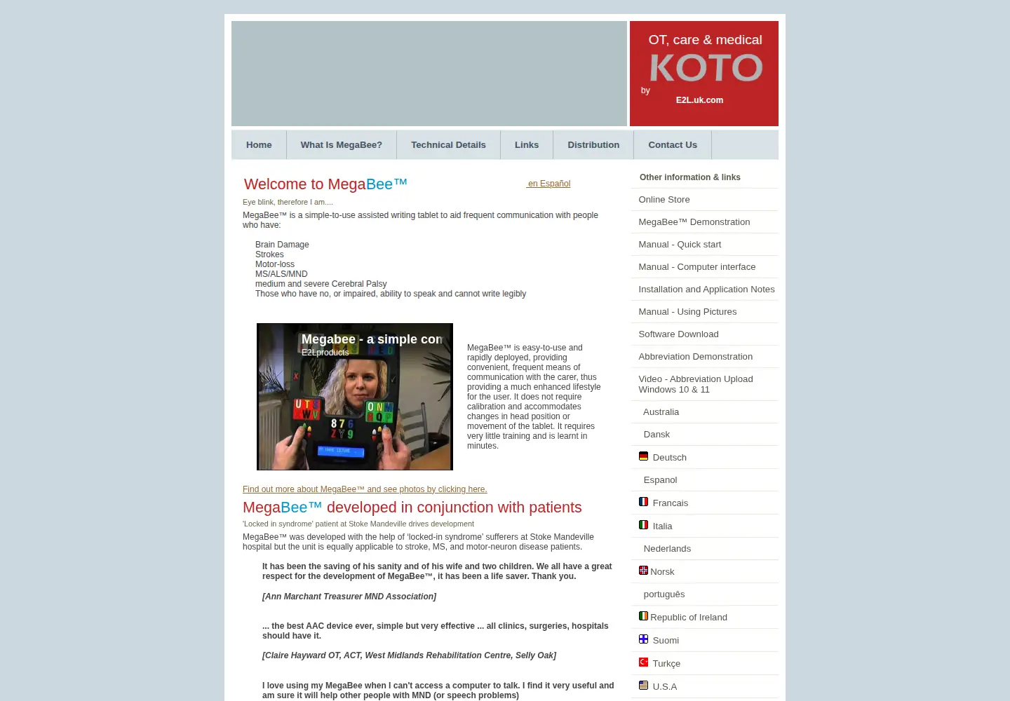 Captured homepage of megabee.net in the current scan