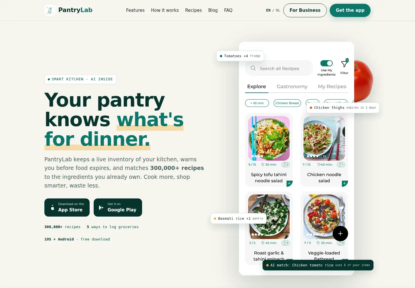 Screenshot of pantrylab.net