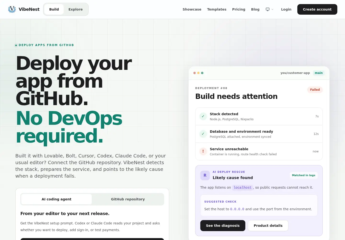 Screenshot of vibenest.net