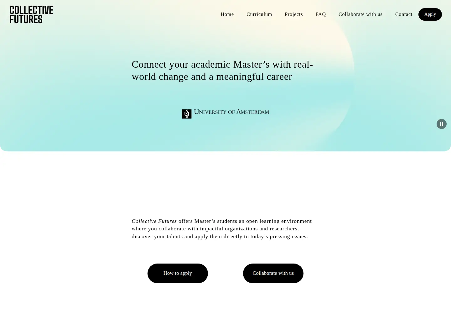 Captured homepage of collectivefutures.nl in the current scan