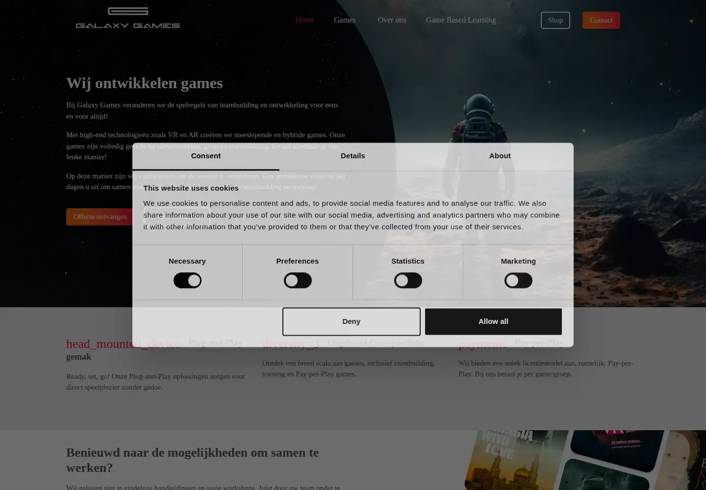 Screenshot of galaxygames.nl