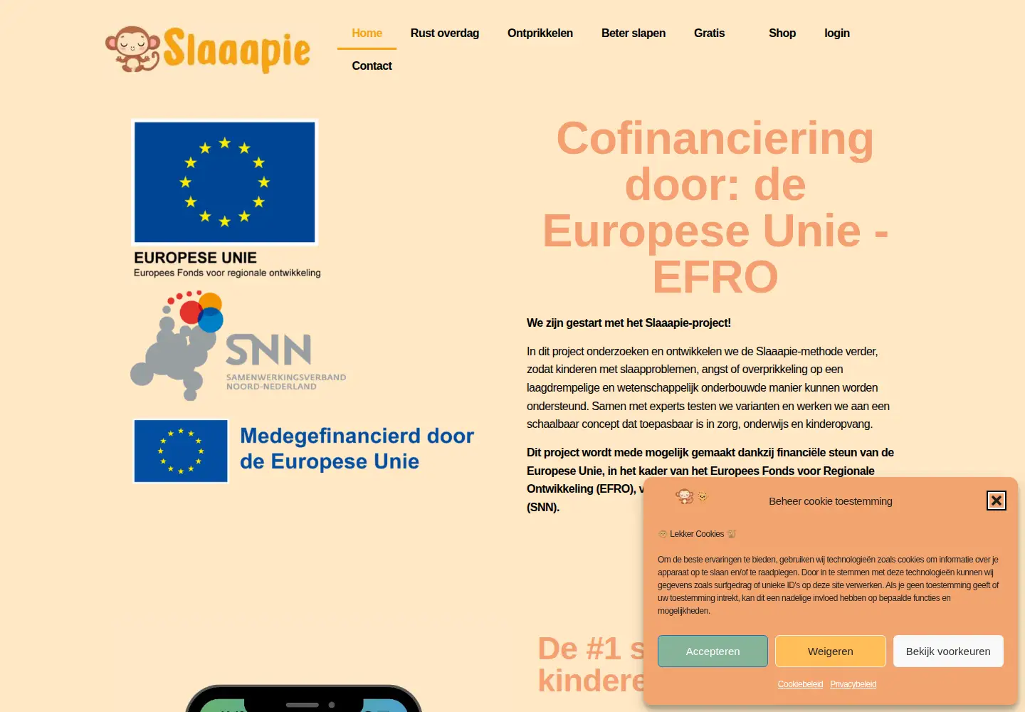 Screenshot of slaaapie.nl