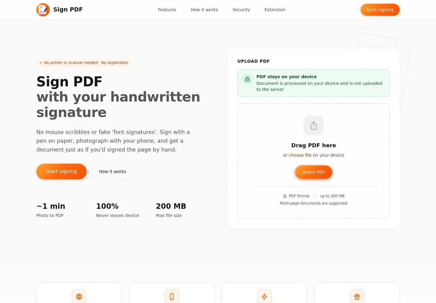 Screenshot of sign-pdf.online