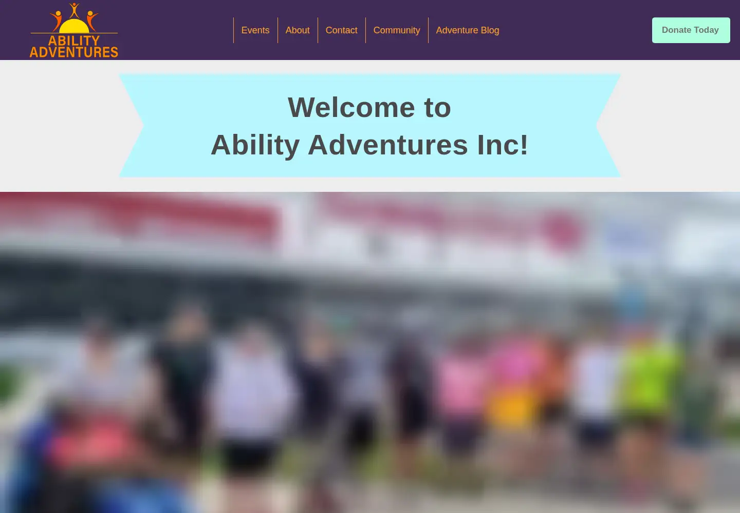 Captured homepage of abilityadventures.org in the current scan