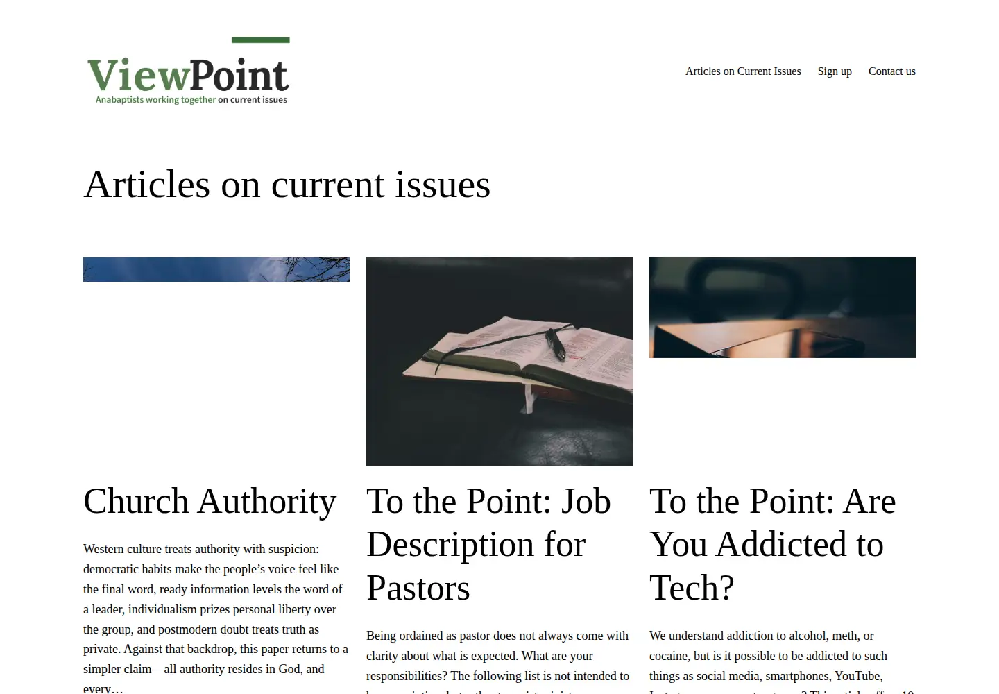 Captured homepage of anabaptistviewpoint.org in the current scan
