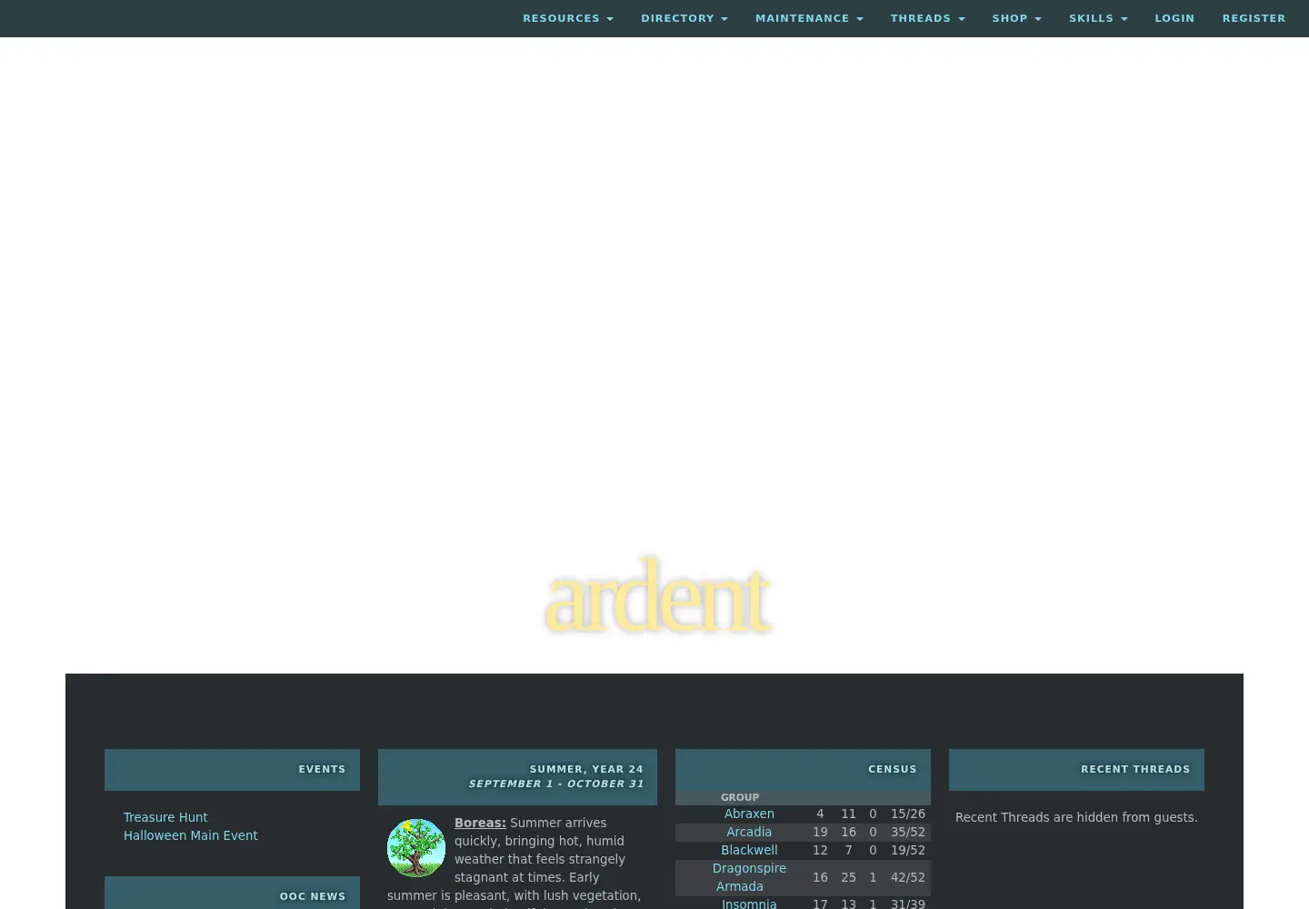 Captured homepage of ardently.org in the current scan