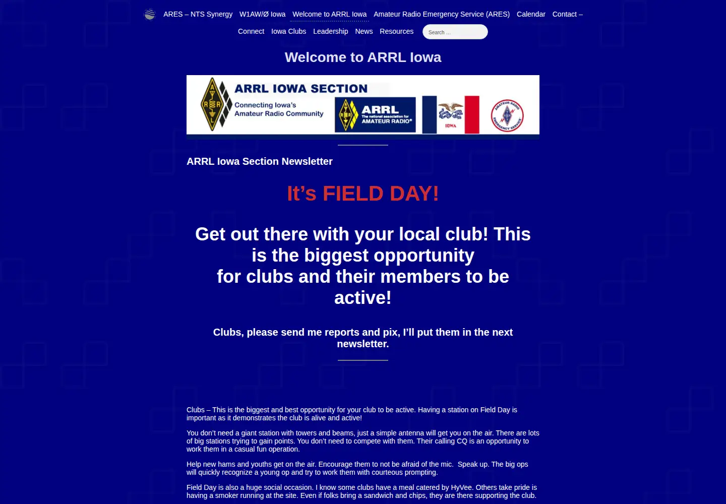 Captured homepage of arrl-iowa.org in the current scan