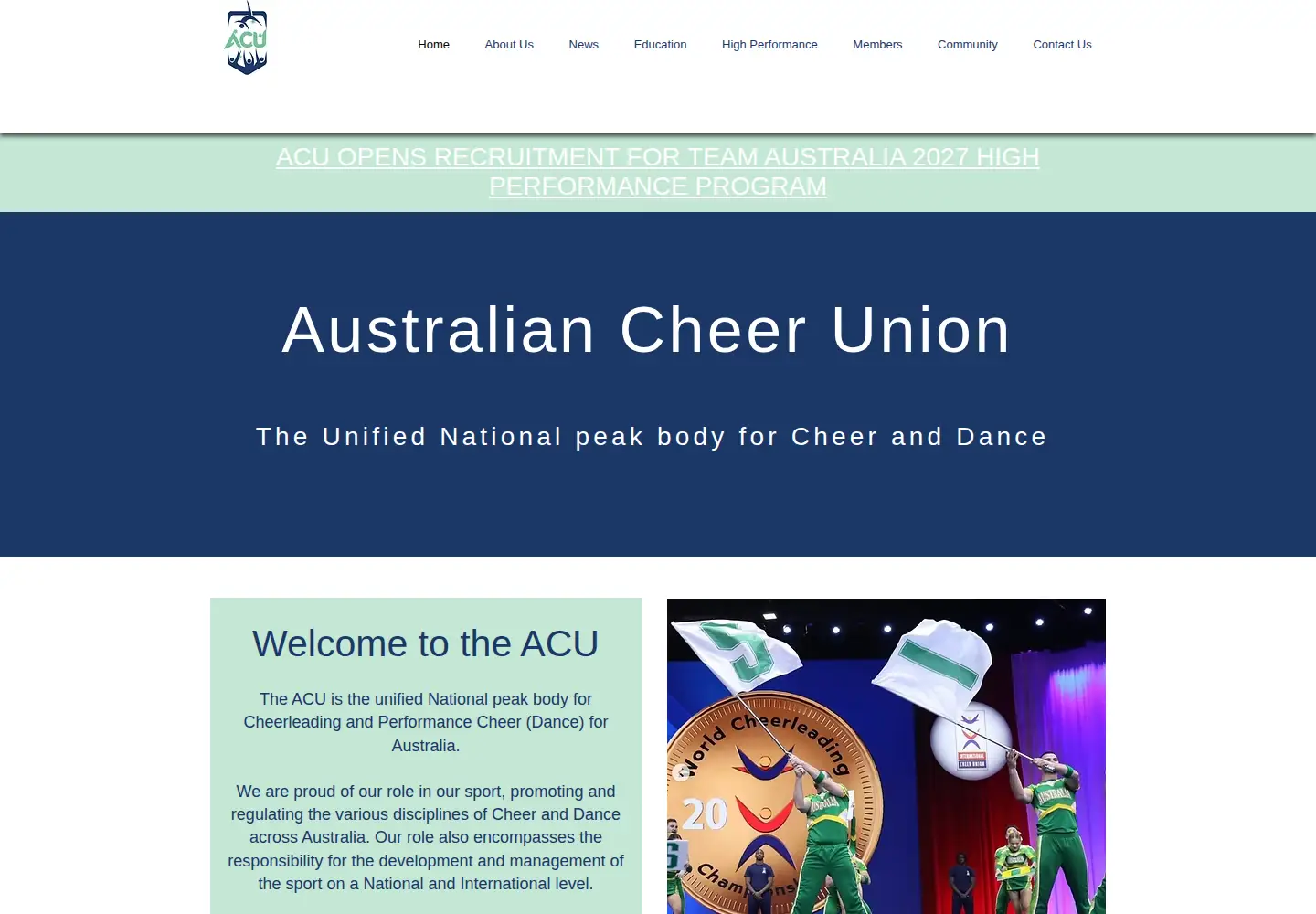 Screenshot of australiancheerunion.org
