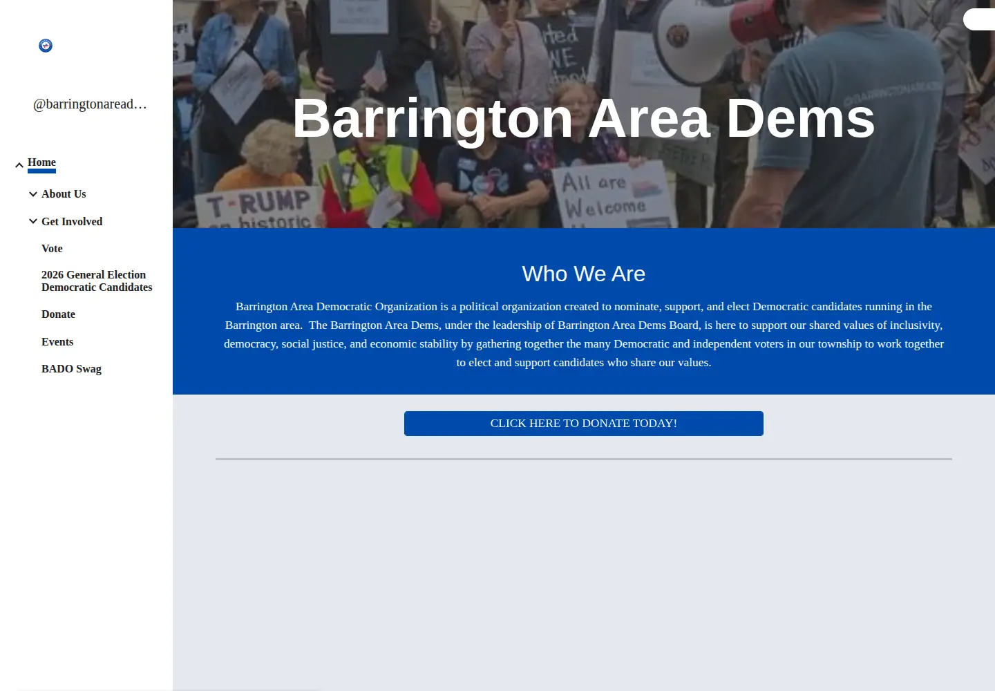 Screenshot of barringtonareadems.org