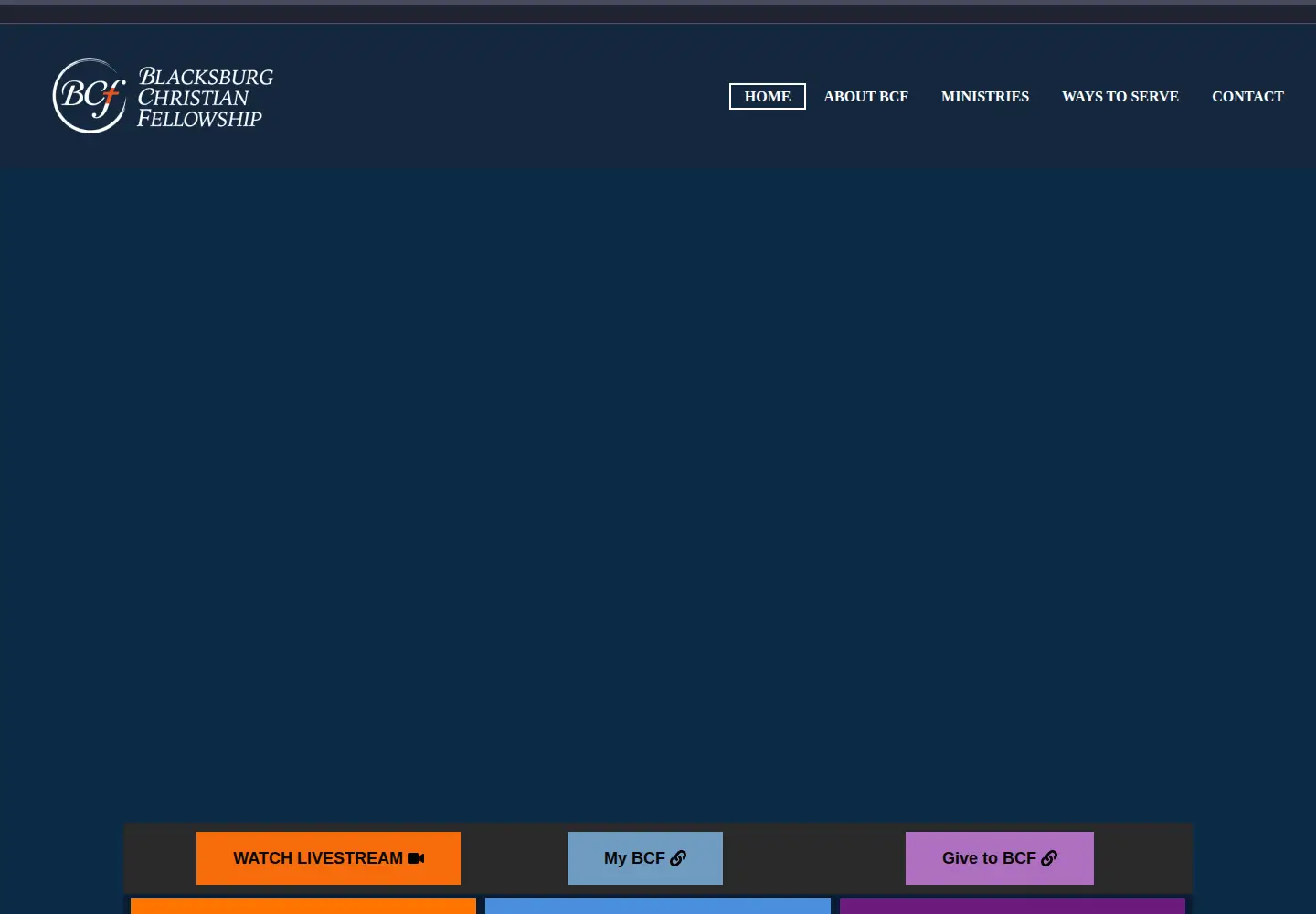 Captured homepage of bcf-church.org in the current scan