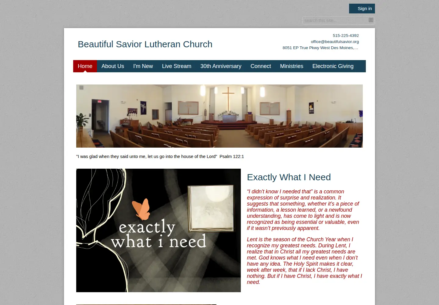 Captured homepage of beautifulsavior.org in the current scan