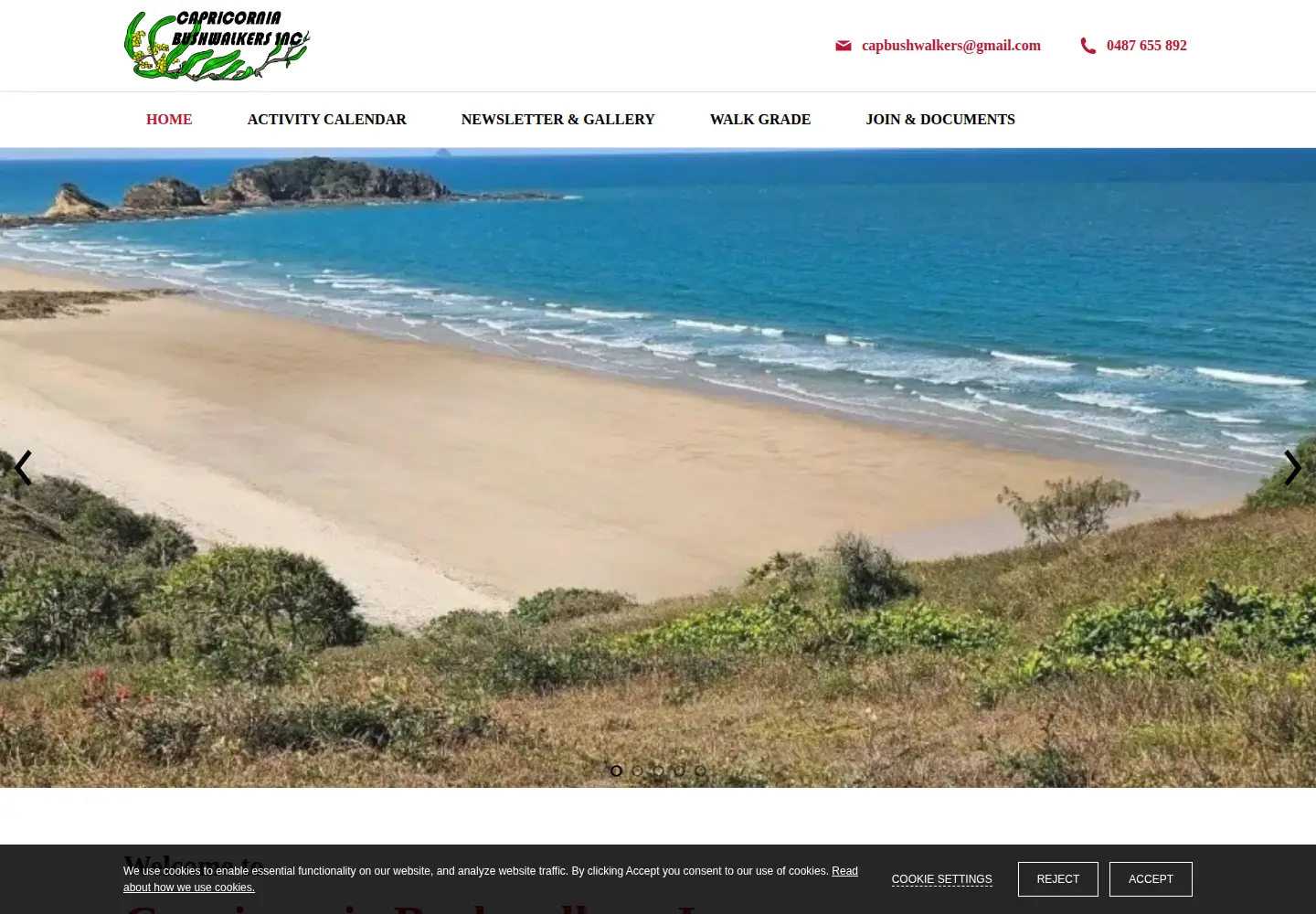 Screenshot of capricorniabushwalkers.org