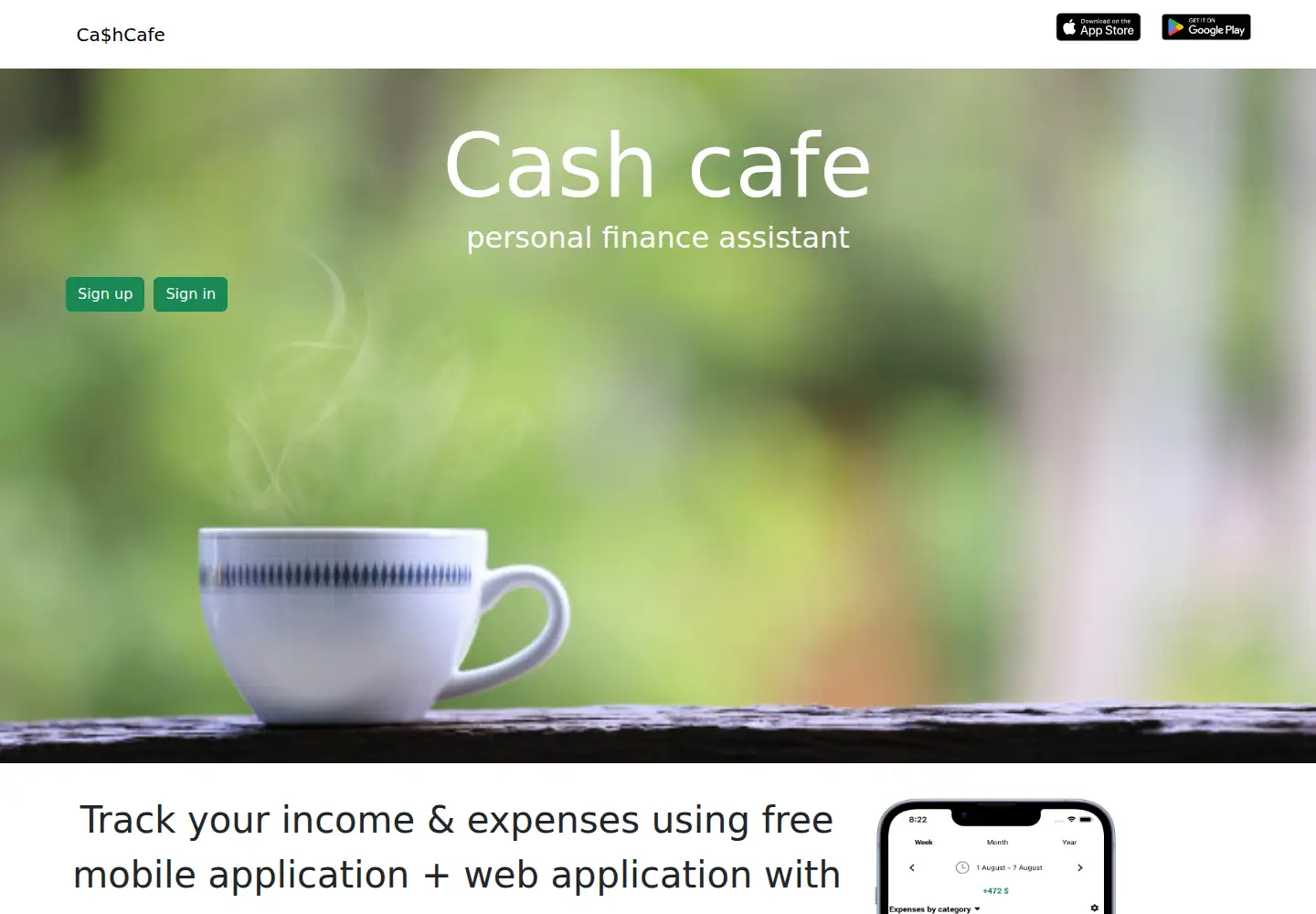 Captured homepage of cashcafe.org in the current scan