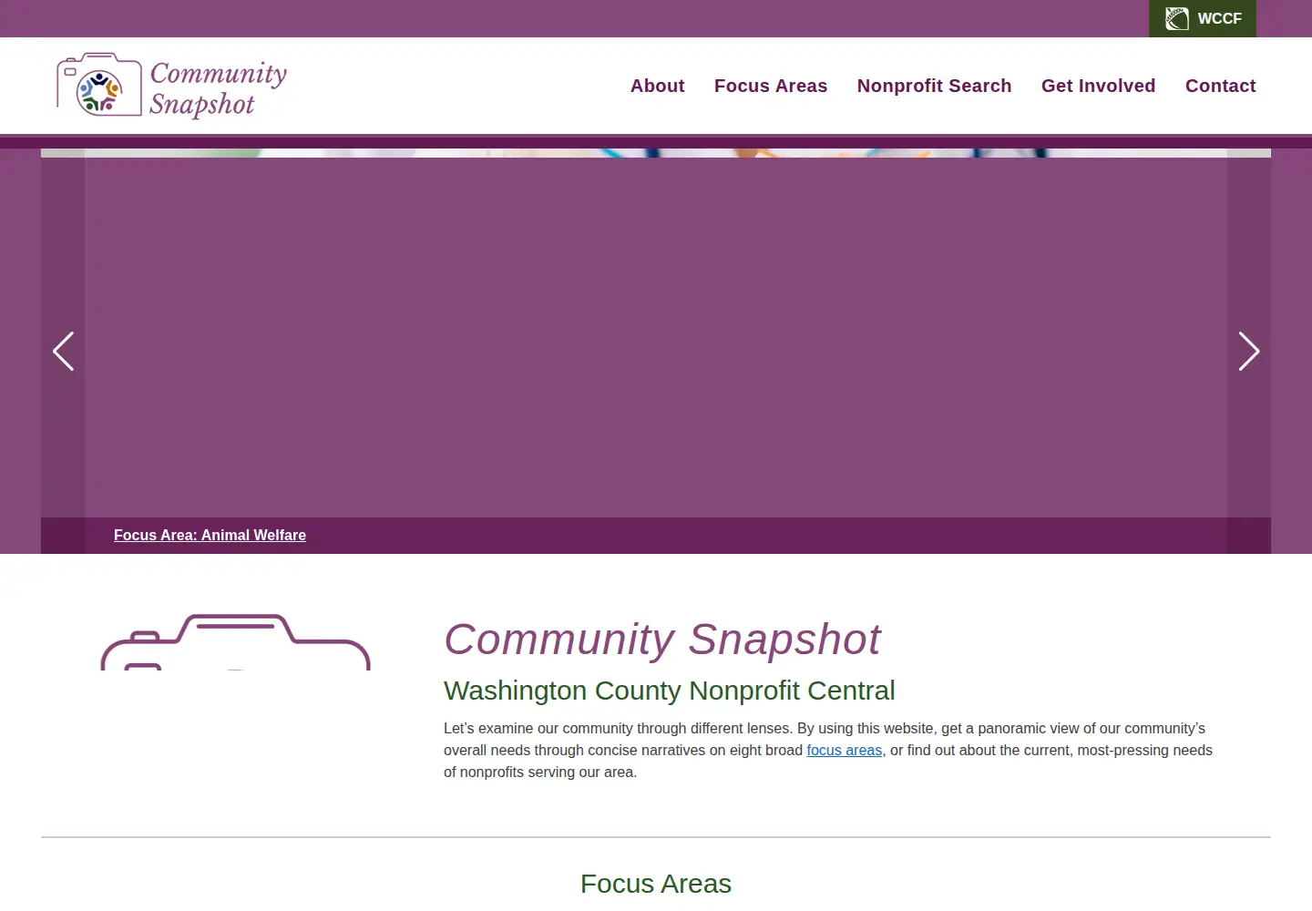 Screenshot of communitysnapshot.org
