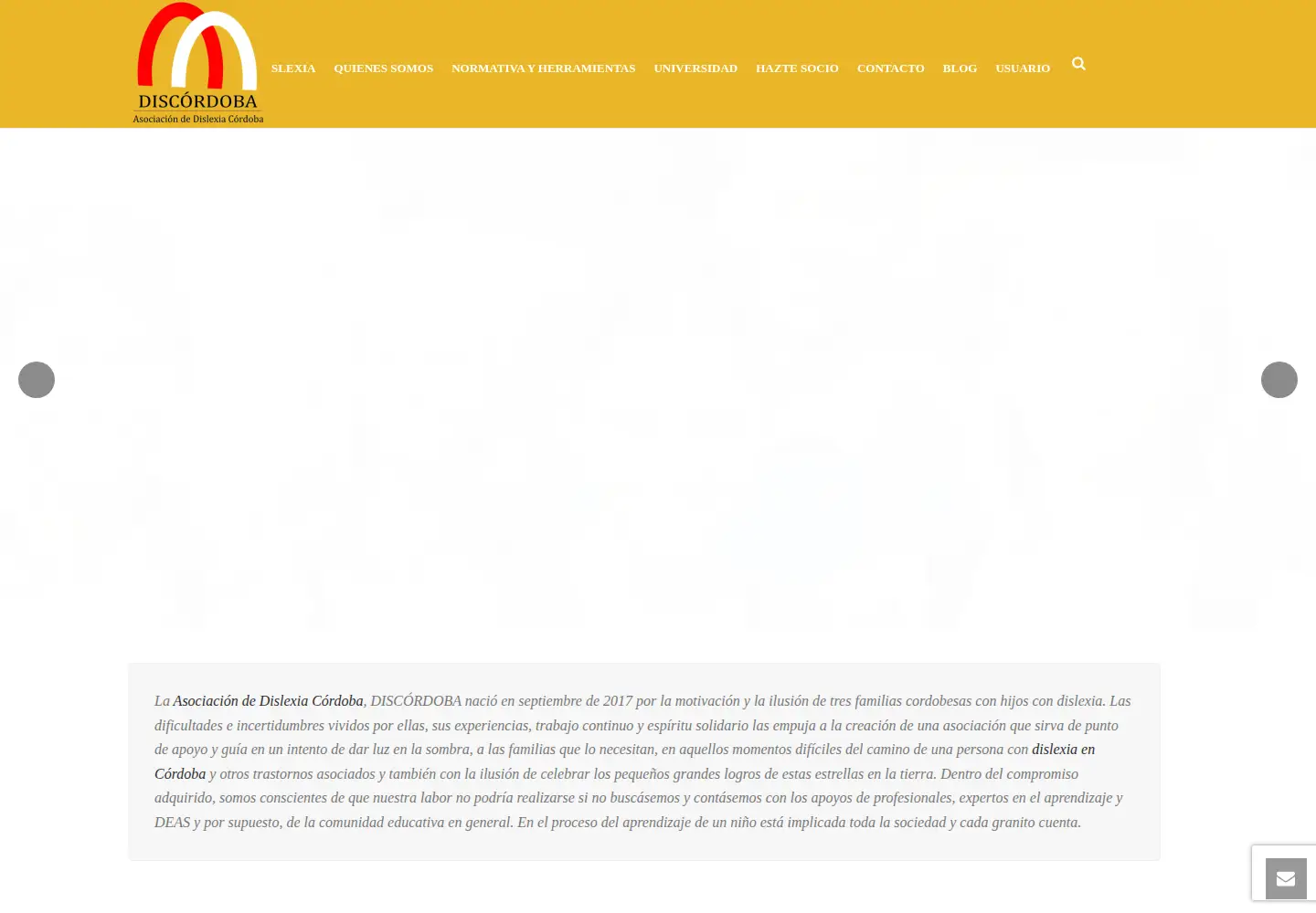 Captured homepage of cordobadislexia.org in the current scan